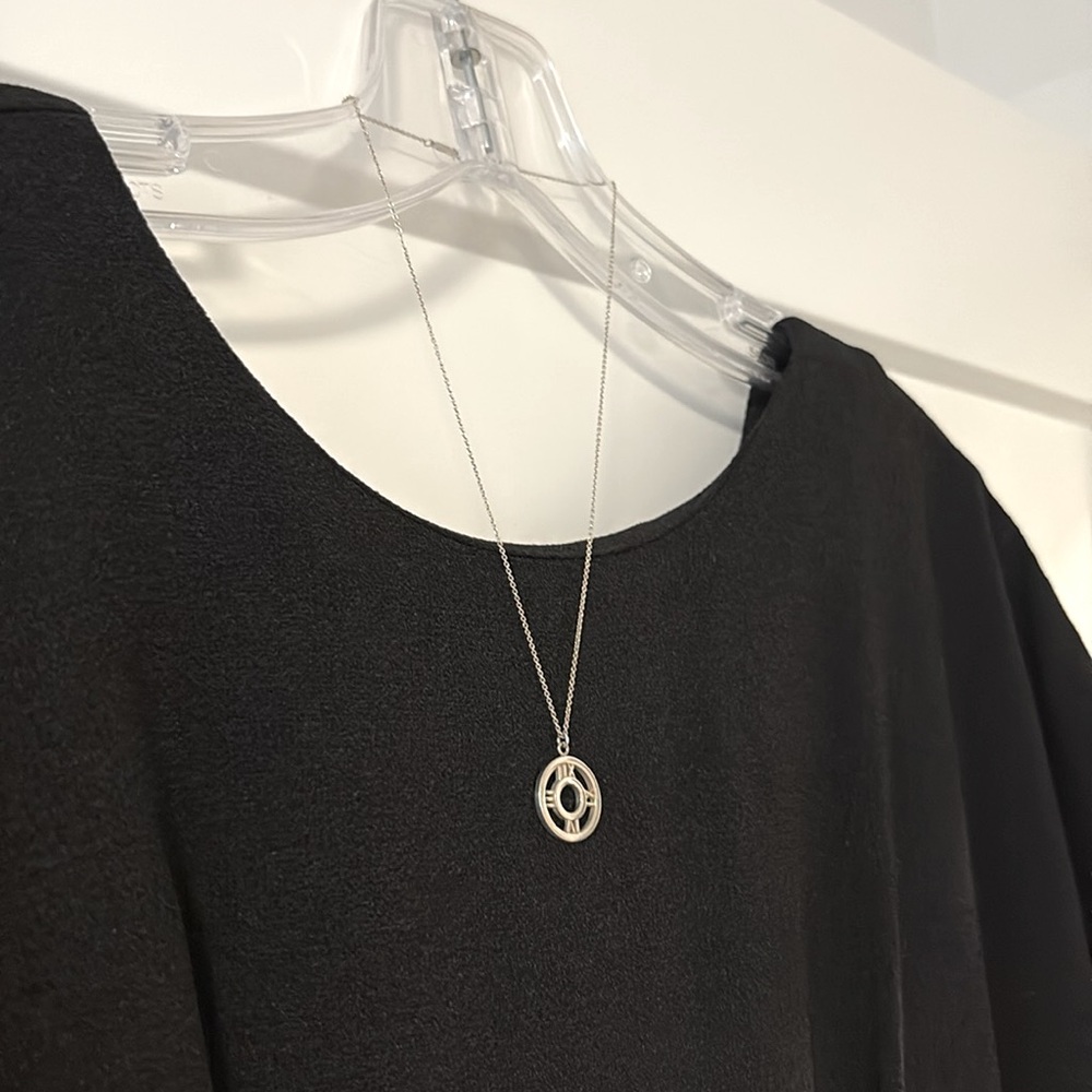 [Tiffany & Co.] Atlas Opan Medallion Clock Roman Numeral Chain Necklace Silver - Picture 3 of 16